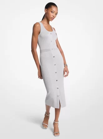 Rochie midi tricotată metalică