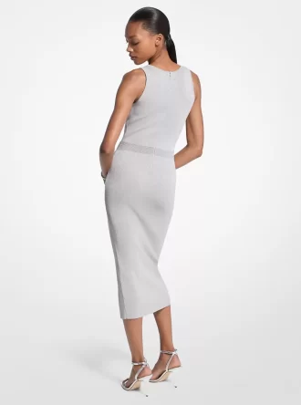 Rochie midi tricotată metalică