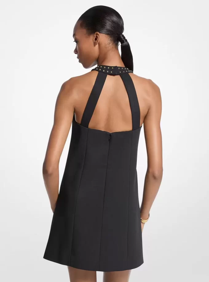 Rochie mini cu imprimeu halter din crep elastic Rochie mini cu imprimeu halter din crep elastic