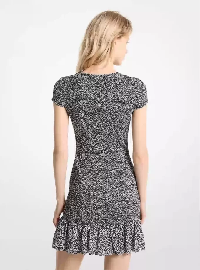 Rochie mini cu imprimeu leopard și smocked Rochie mini cu imprimeu leopard și smocked