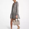 Rochie mini cu volane din georgette și imprimeu șarpe Rochie mini cu volane din georgette și imprimeu șarpe