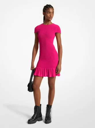 Rochie mini din georgette smocked