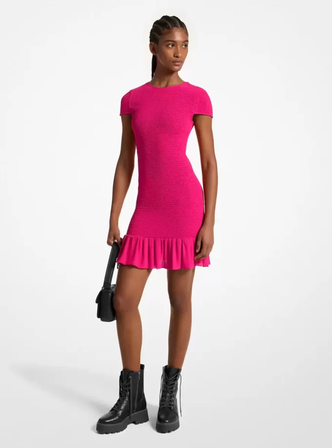 Rochie mini din georgette smocked Rochie mini din georgette smocked