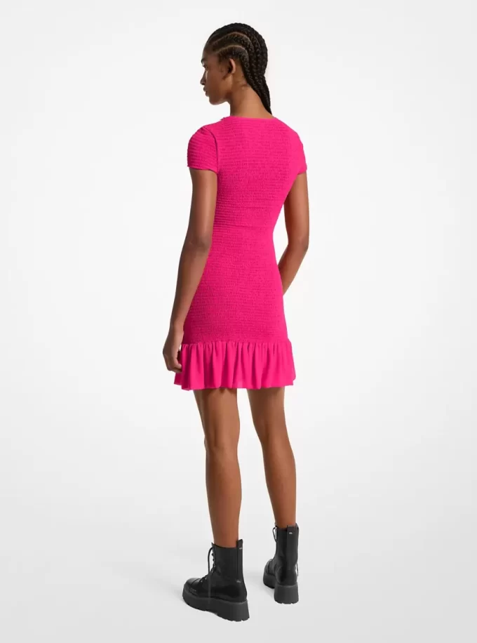 Rochie mini din georgette smocked Rochie mini din georgette smocked