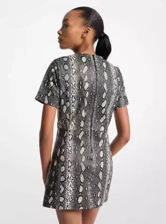 Rochie mini din piele cu imprimeu șarpe în relief
