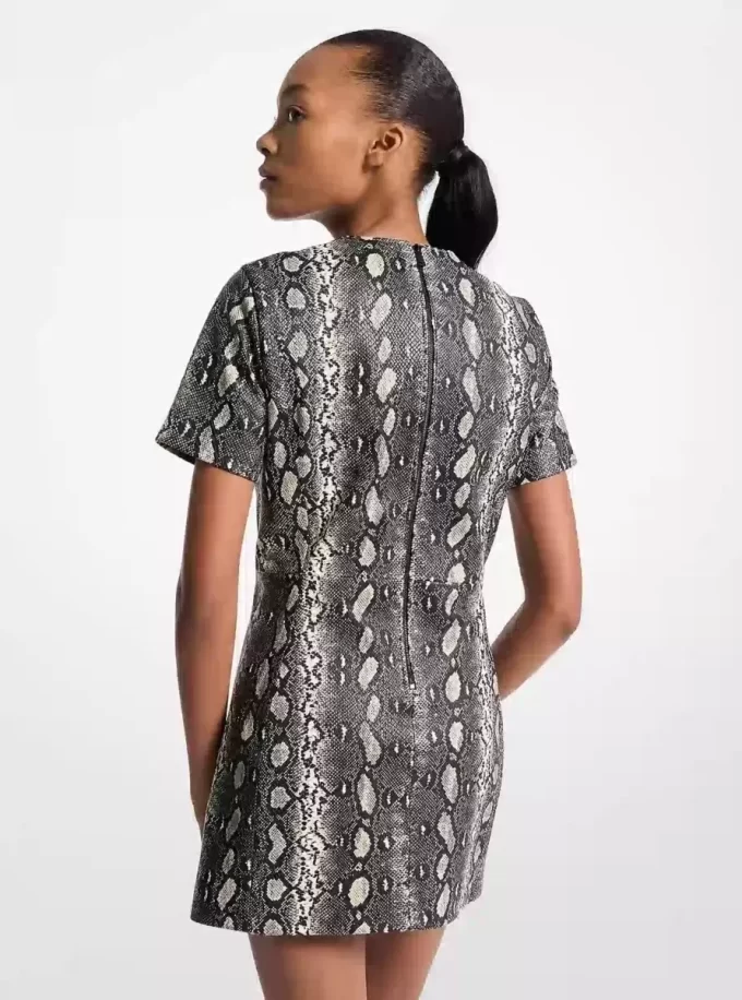 Rochie mini din piele cu imprimeu șarpe în relief Rochie mini din piele cu imprimeu șarpe în relief