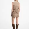 Rochie mini din piele întoarsă cu franjuri Rochie mini din piele întoarsă cu franjuri