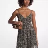 Rochie mini Georgette cu imprimeu floral și pietre Rochie mini Georgette cu imprimeu floral și pietre