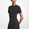 Rochie scurtă din crep elastic cu ținte