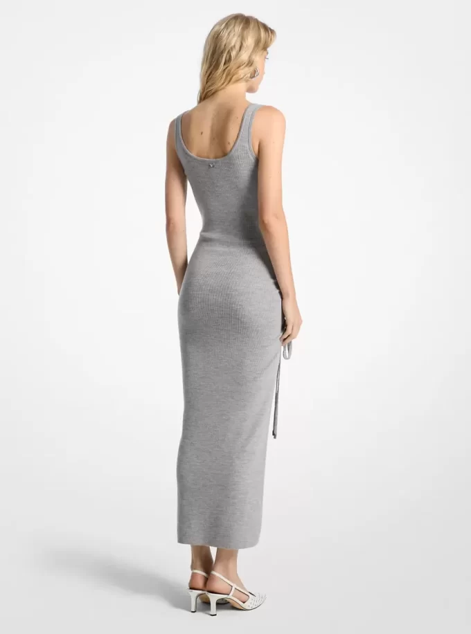 Rochie tip maiou cu imprimeu elastic din amestec de lână Rochie tip maiou cu imprimeu elastic din amestec de lână