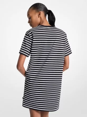 Rochie tricou din bumbac cu dungi