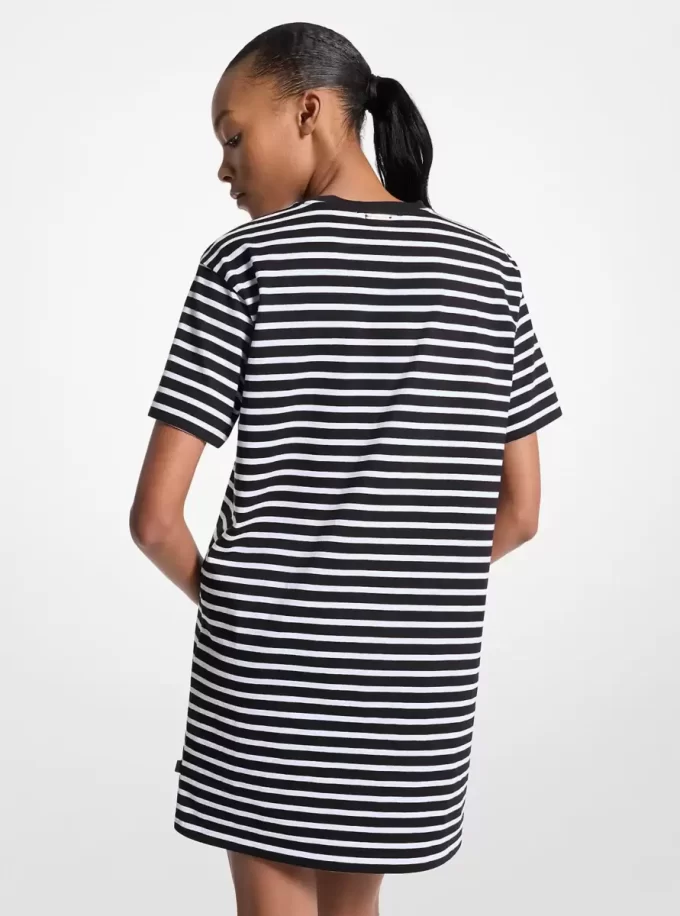 Rochie tricou din bumbac cu dungi Rochie tricou din bumbac cu dungi