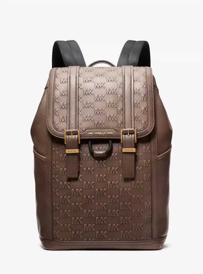 Rucsac Colby Medium din piele lustruită cu logo în relief Rucsac Colby Medium din piele lustruită cu logo în relief