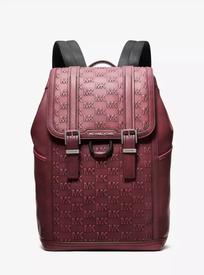 Rucsac Colby Medium din piele lustruită cu logo în relief Rucsac Colby Medium din piele lustruită cu logo în relief