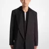 Sacou cu două nasturi din flanel elastic de lână Sacou cu două nasturi din flanel elastic de lână