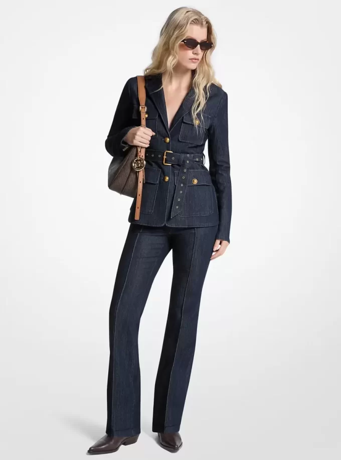 Sacou din denim cu curea
