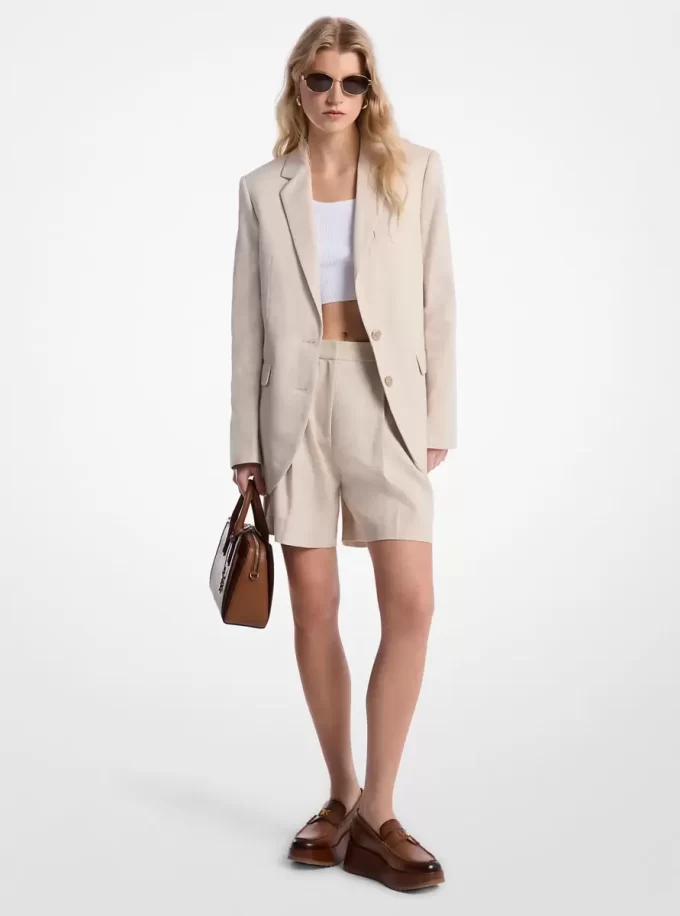 Sacou twill de in și bumbac Sacou twill de in și bumbac