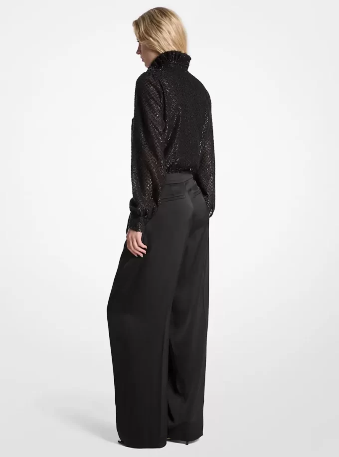 Salopetă cu guler nou, din jacquard, satin și clipsuri metalice Salopetă cu guler nou, din jacquard, satin și clipsuri metalice