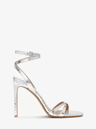 Sandale Chrissy din piele cu aspect metalic piton embosat Sandale Chrissy din piele cu aspect metalic piton embosat