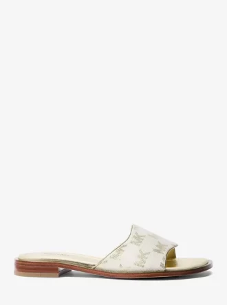Sandale Hannah cu logo metalic și jacquard