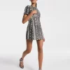 Rochie mini din piele cu imprimeu șarpe în relief Rochie mini din piele cu imprimeu șarpe în relief