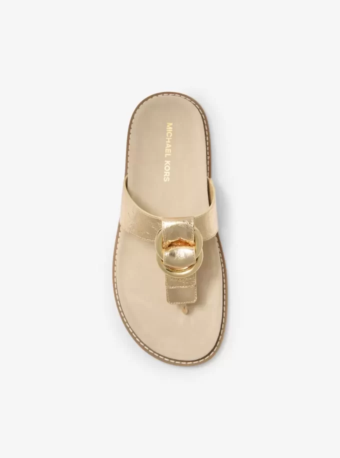Sandale Jaden din piele metalizată crăpată Sandale Jaden din piele metalizată crăpată