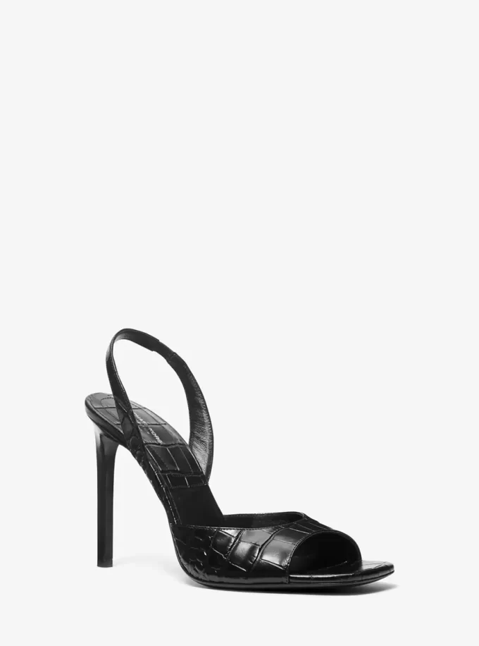 Sandale Marisa din piele lăcuită cu model crocodil în relief Sandale Marisa din piele lăcuită cu model crocodil în relief