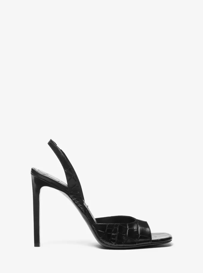 Sandale Marisa din piele lăcuită cu model crocodil în relief Sandale Marisa din piele lăcuită cu model crocodil în relief