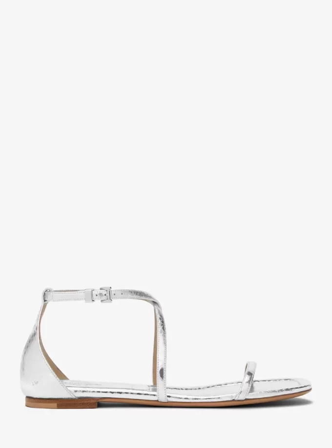 Sandale Polly din piele cu aspect metalic piton embosat Sandale Polly din piele cu aspect metalic piton embosat