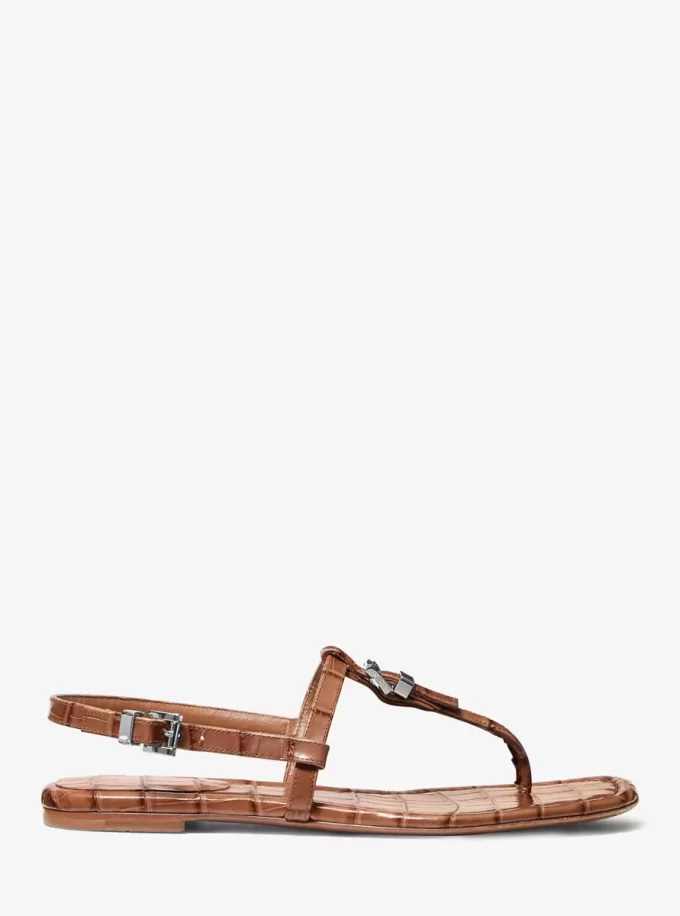 Sandale Sofia din piele cu aspect de crocodil în relief Sandale Sofia din piele cu aspect de crocodil în relief