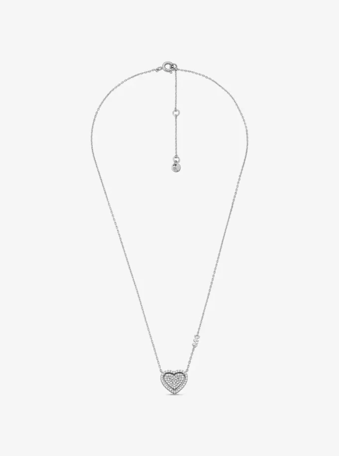 Set cadou colier și cercei din argint placat cu metal prețios, cu inimă pavéă Set cadou colier și cercei din argint placat cu metal prețios, cu inimă pavéă