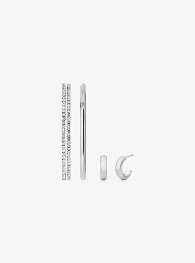Set cadou cu 3 piese din alamă placată cu metal prețios, cu pavé Set cadou cu 3 piese din alamă placată cu metal prețios, cu pavé