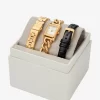 Set curea de ceas Petite Monroe din piele aurie și cu relief crocodil Set curea de ceas Petite Monroe din piele aurie și cu relief crocodil
