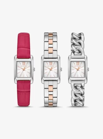 Set curea de ceas Petite Monroe din piele bicoloră și cu relief crocodil