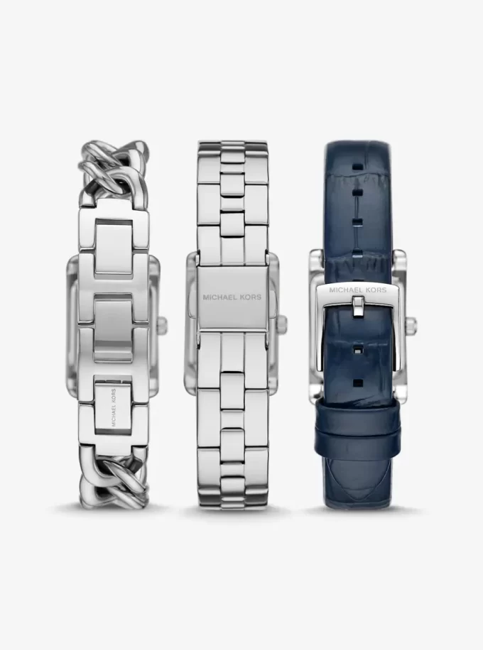 Set curea de ceas Petite Monroe din piele cu relief de crocodil și nuanță argintie Set curea de ceas Petite Monroe din piele cu relief de crocodil și nuanță argintie