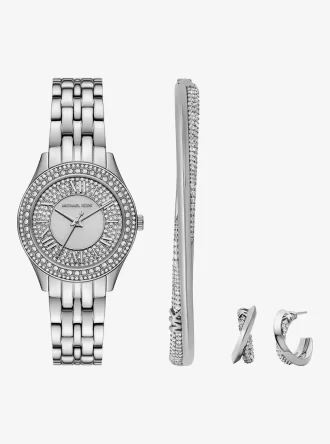 Set de ceas și bijuterii Mini Harlowe cu pavé auriu