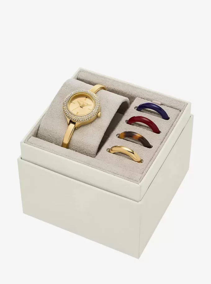 Set de ceasuri Mini Izzy Pavé aurii și ramă interschimbabilă Set de ceasuri Mini Izzy Pavé aurii și ramă interschimbabilă