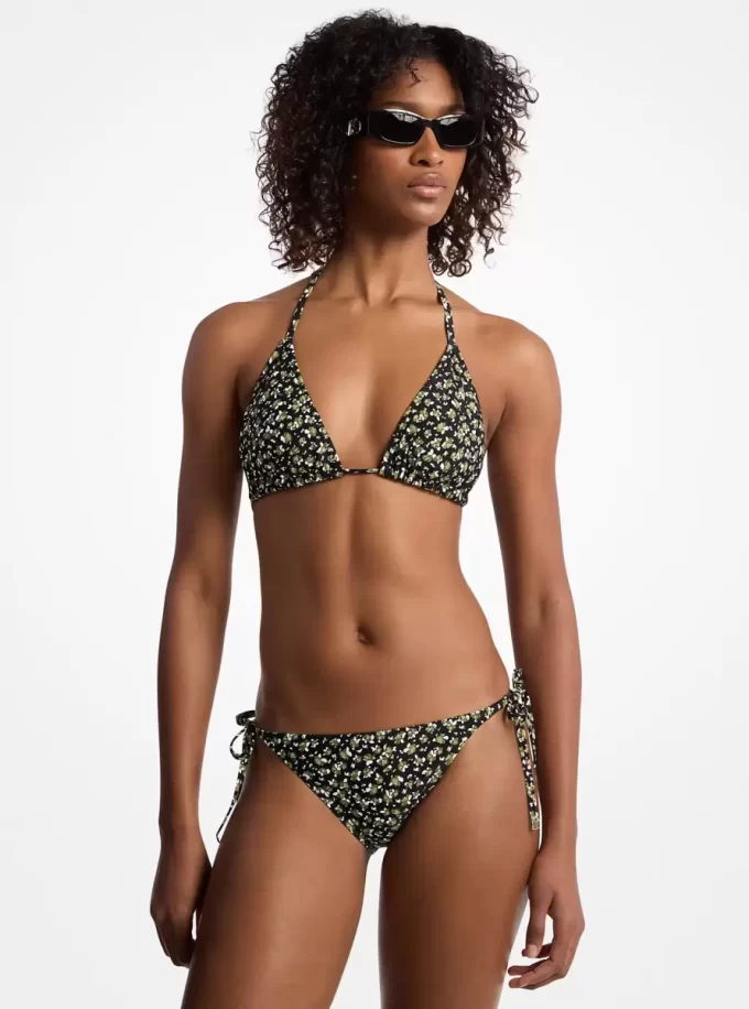 Sutien de bikini din nailon elastic cu imprimeu floral Sutien de bikini din nailon elastic cu imprimeu floral