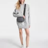 Rochie cu glugă din amestec de bumbac și umeri cu pernă Rochie cu glugă din amestec de bumbac și umeri cu pernă