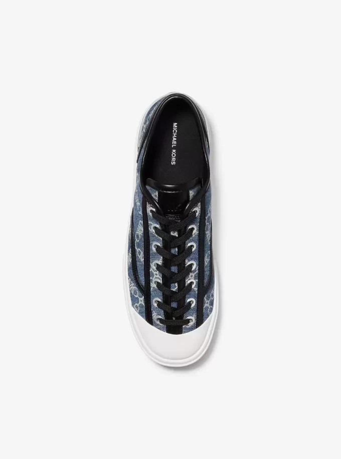 Tenișor Jude Empire din denim cu model jacquard și diamant Tenișor Jude Empire din denim cu model jacquard și diamant