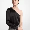 Top din satin cu un singur umăr Top din satin cu un singur umăr