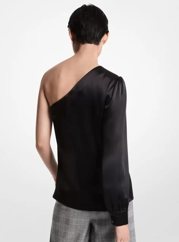 Top din satin cu un singur umăr Top din satin cu un singur umăr