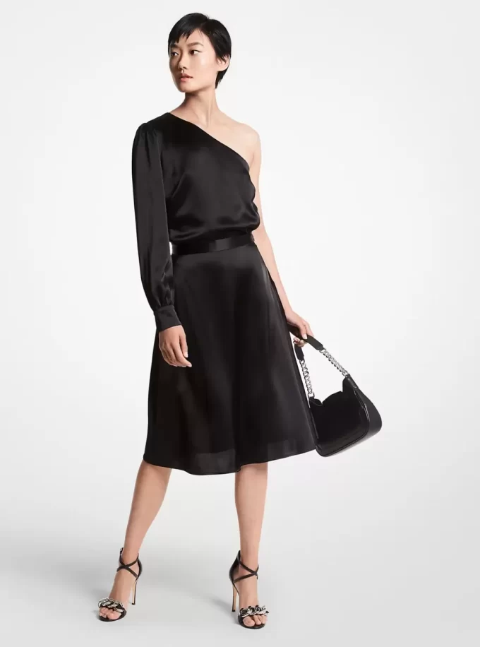 Top din satin cu un singur umăr Top din satin cu un singur umăr