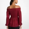 Top jacquard moiré smocked, cu umeri goi