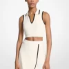 Top scurt tehnic tricotat cu logo jacquard