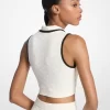Top scurt tehnic tricotat cu logo jacquard