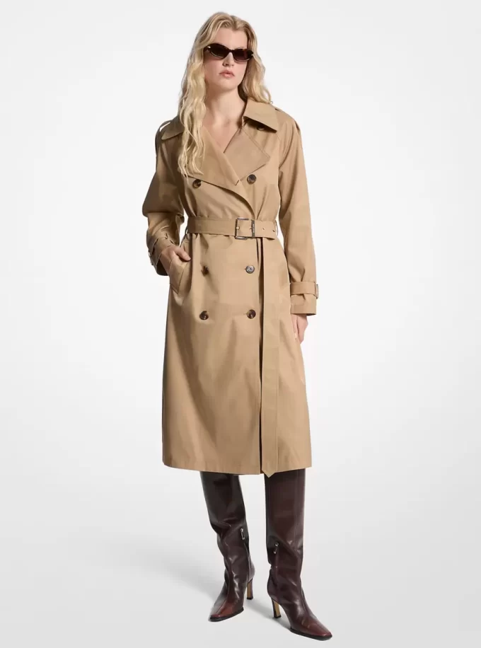 Trench din amestec de bumbac cu curea Trench din amestec de bumbac cu curea