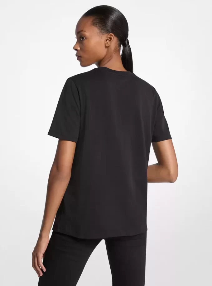 Tricou din bumbac cu logo decorativ