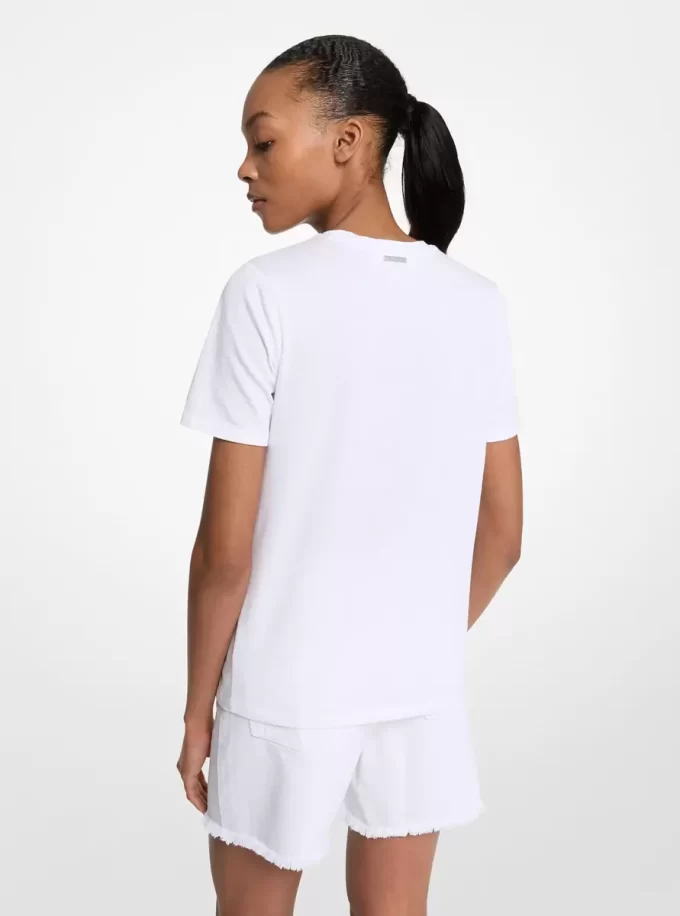 Tricou din bumbac cu logo decorativ