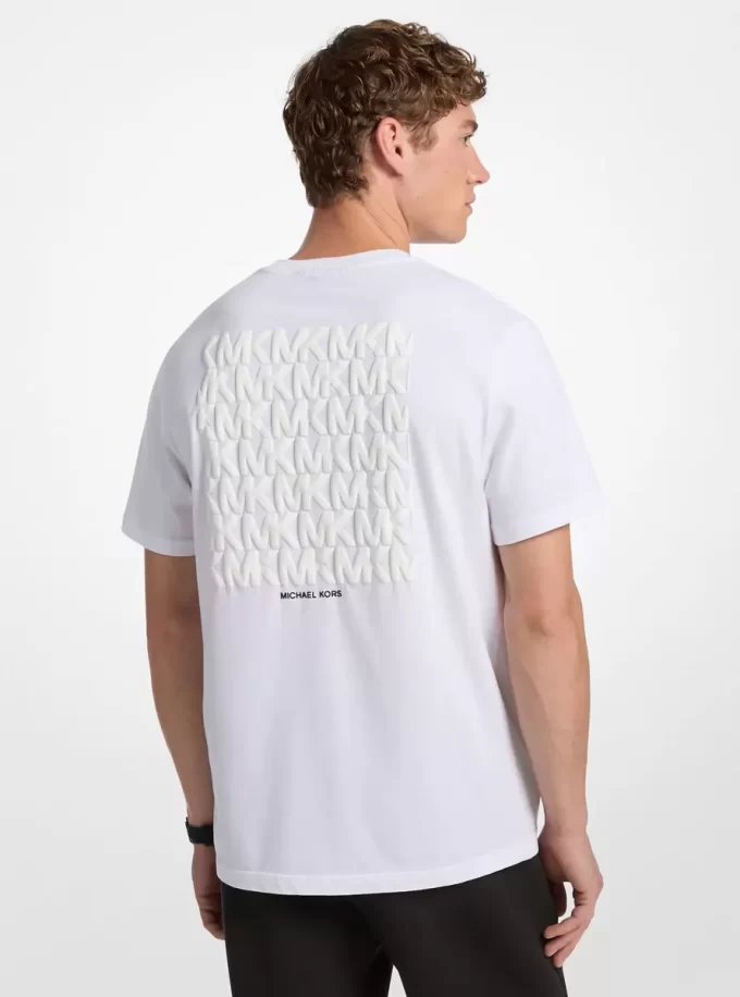 Tricou din bumbac cu logo grafic în relief Tricou din bumbac cu logo grafic în relief